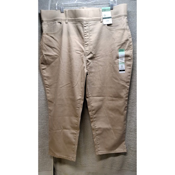 Terra & Sky Pants - Terra & Sky Womens 2X 20W-22W Khaki Tan Pull On Capri Jeggings Plus Size New(B8)